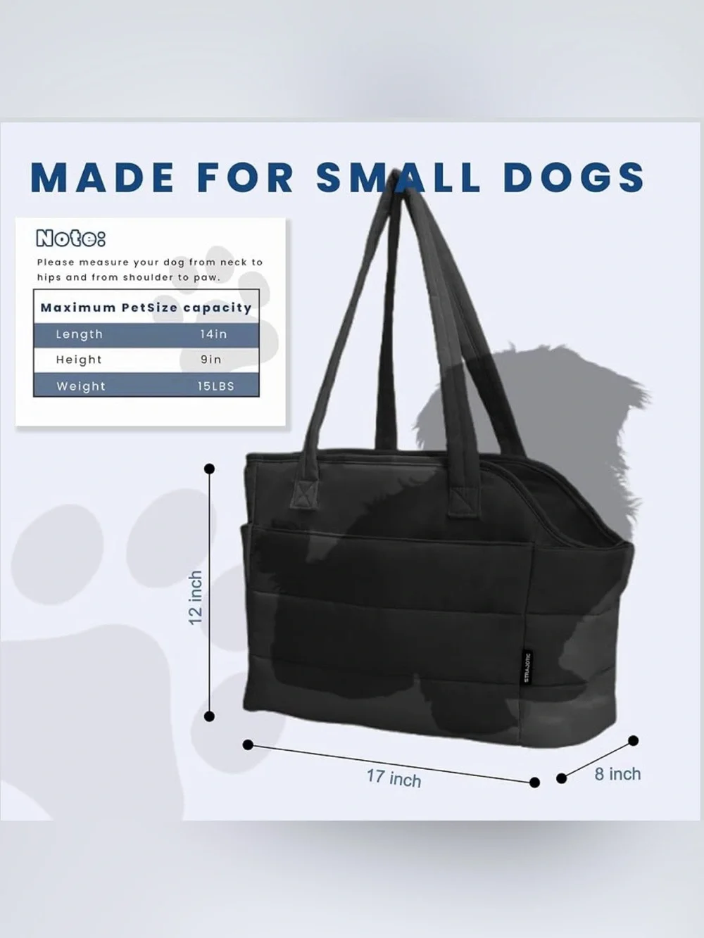 Black Dog Carrier Tote Bag